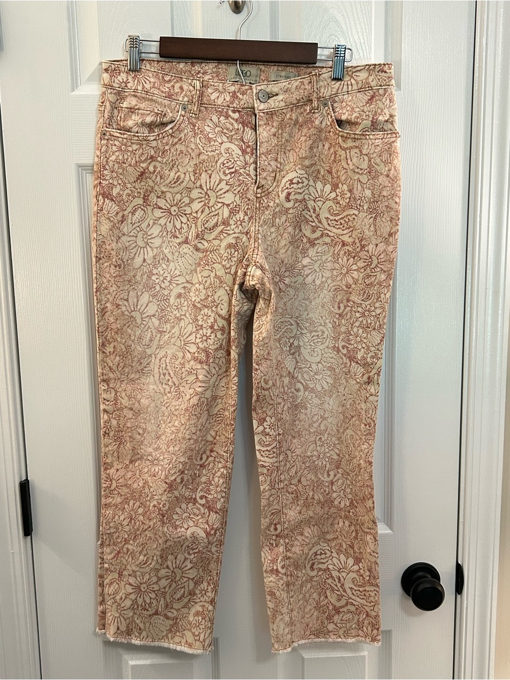 LOGO Lori Goldstein Floral Paisley Straight Leg Jeans Size 10